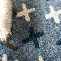 Уникатен хигџ за хигирање на килим со модерно подрачје, сино бело, 39 39