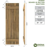 Ekena Millwork 1 2 W 53 H Americraft Пет табла Екстериер Реално дрво се приклучи на ролетни од табла-n-batten, црно